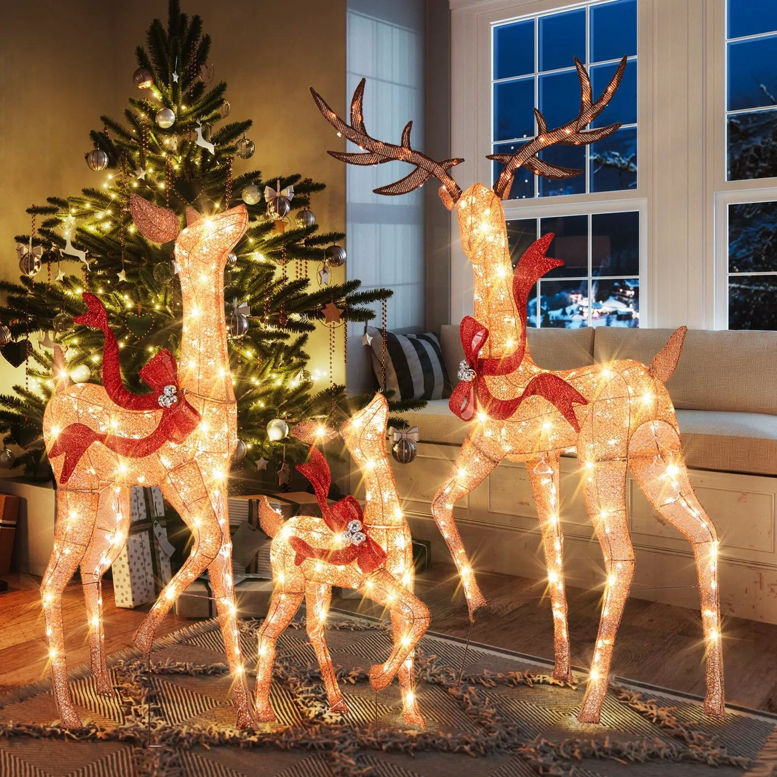 3-Piece Pre-Lit Christmas Deer Family Set by DirectDeals