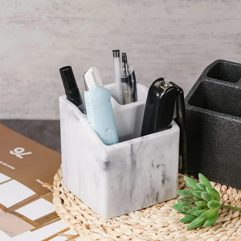 3-Slot Toothbrush Holder with Drain Hole - Durable Resin Bathroom Organizer for Toothpaste & Toothbrushes, Freestanding Vanity Stand for Shower, Countertop, Office - Space-Saving Makeup Brush & Stationery Storage, Toothbrush by House Of Avana