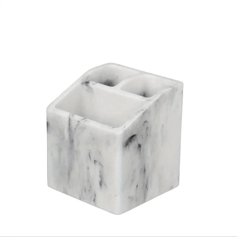 3-Slot Toothbrush Holder with Drain Hole - Durable Resin Bathroom Organizer for Toothpaste & Toothbrushes, Freestanding Vanity Stand for Shower, Countertop, Office - Space-Saving Makeup Brush & Stationery Storage, Toothbrush by House Of Avana