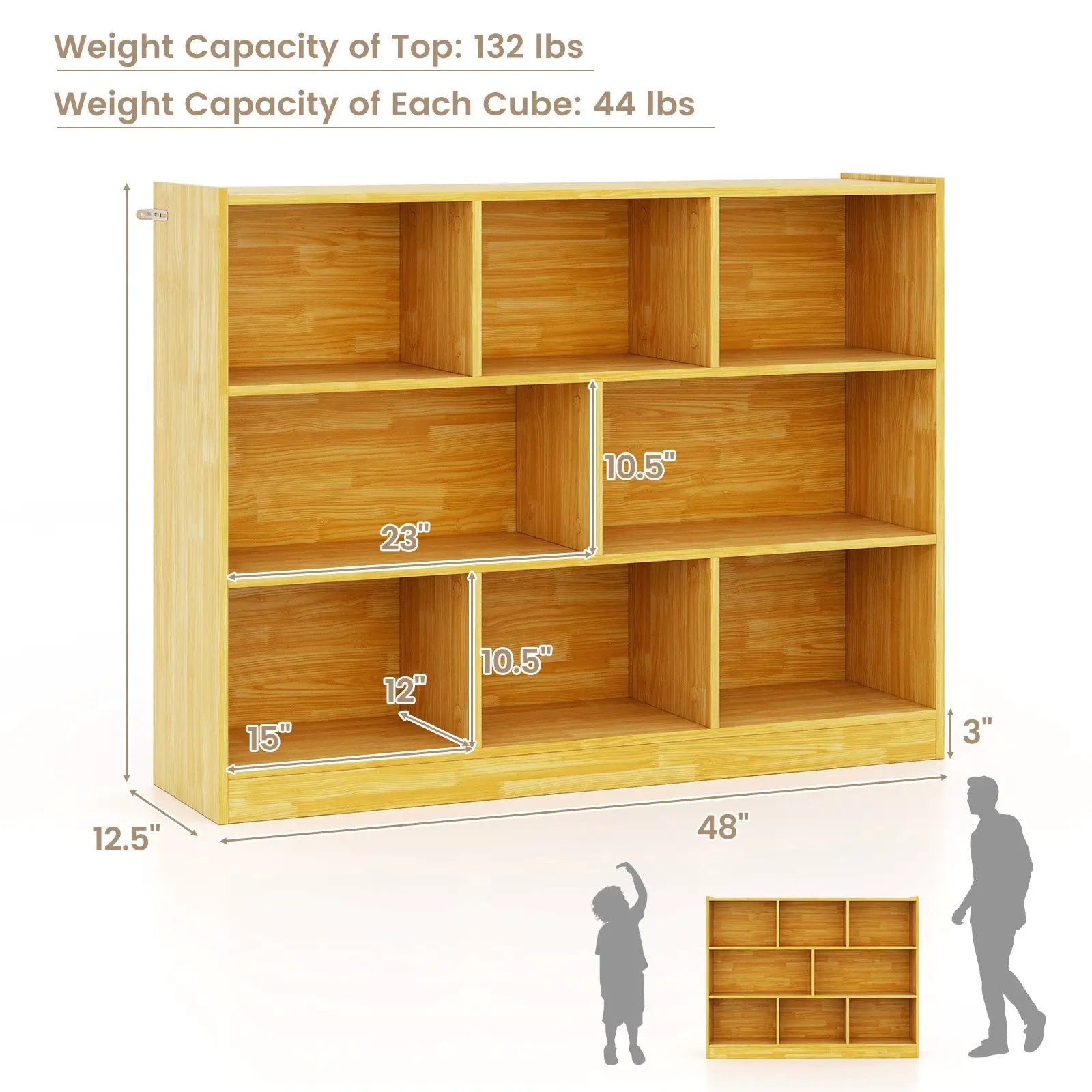 3-Tier Open Bookcase 8-Cube Floor Standing Storage Shelves by DirectDeals