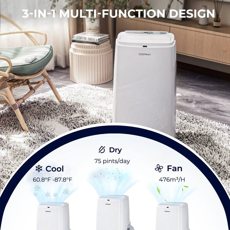 12000BTU 3-in-1 Portable Air Conditioner with Remote-White by DirectDeals