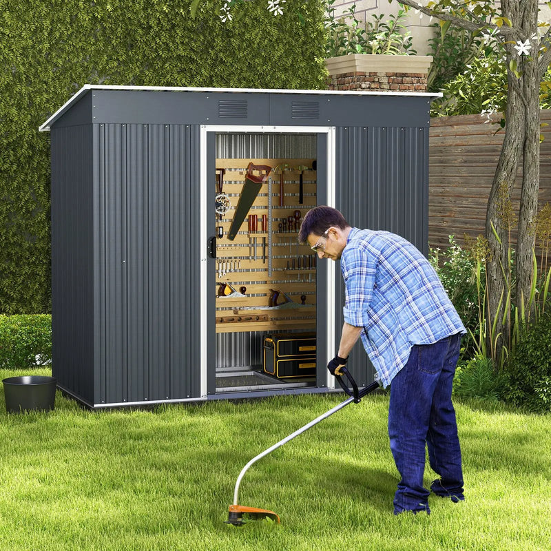 3.6 x 7.1 FT Outside Garden Storage Shed Tool House with Ground Foundation Frame by DirectDeals
