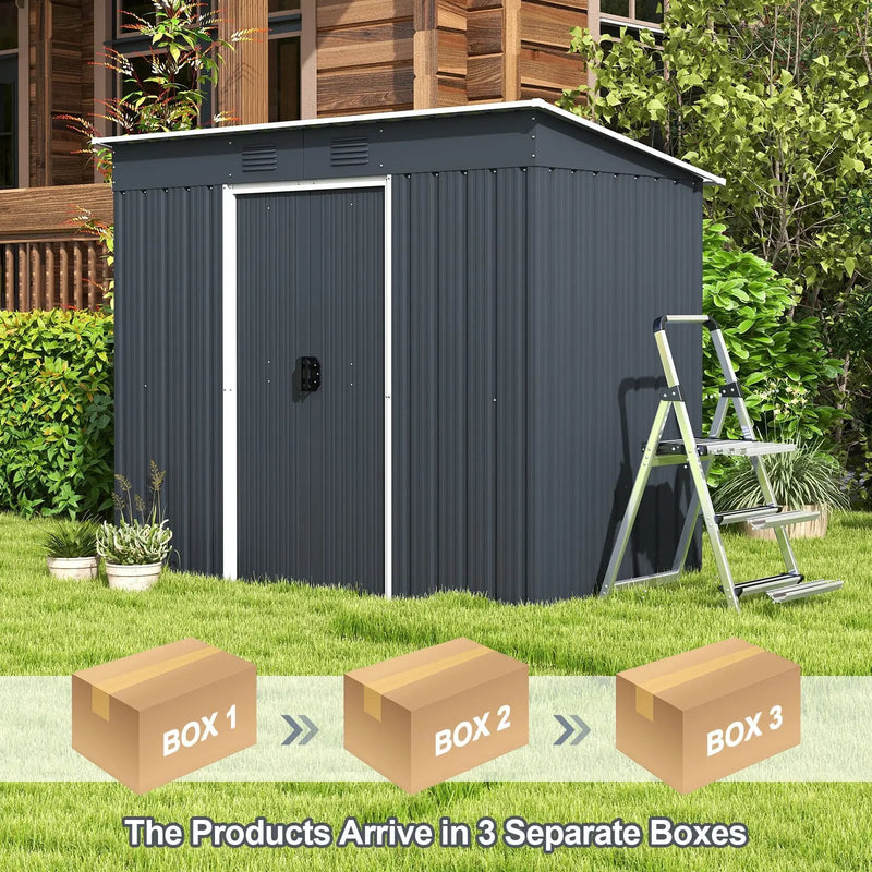 3.6 x 7.1 FT Outside Garden Storage Shed Tool House with Ground Foundation Frame by DirectDeals
