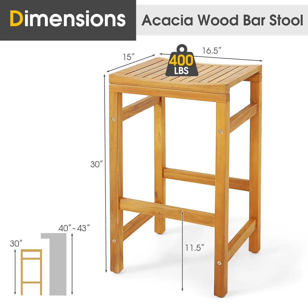 30-Inch Height Bar Chair with Saddle Shaped Seat and Sturdy Footrest by DirectDeals