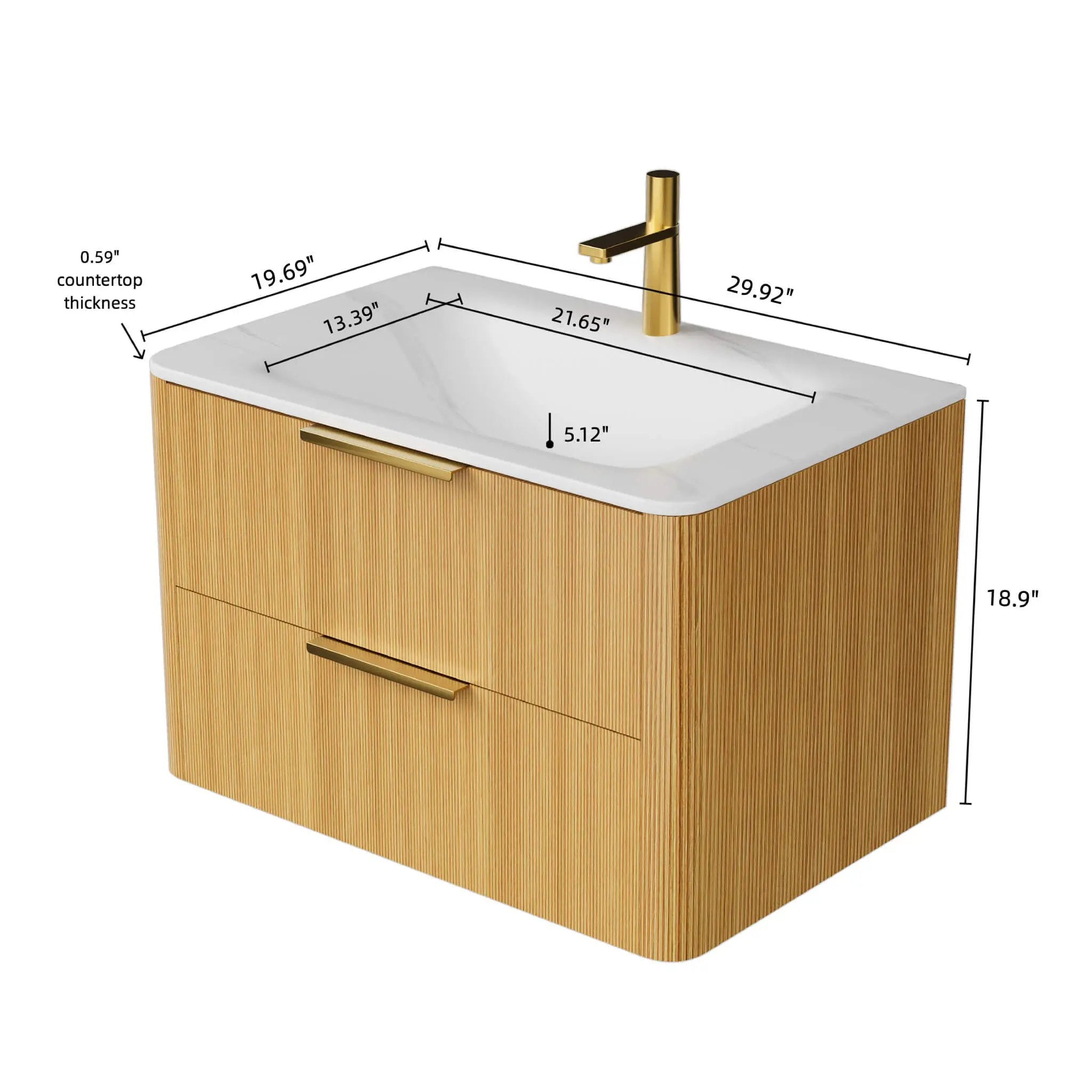Nuvia Luxury 30/36-Inch Sintered Stone Floating Bathroom Vanity With Sink (SAK70429) by SAKSBY WHOLESALE
