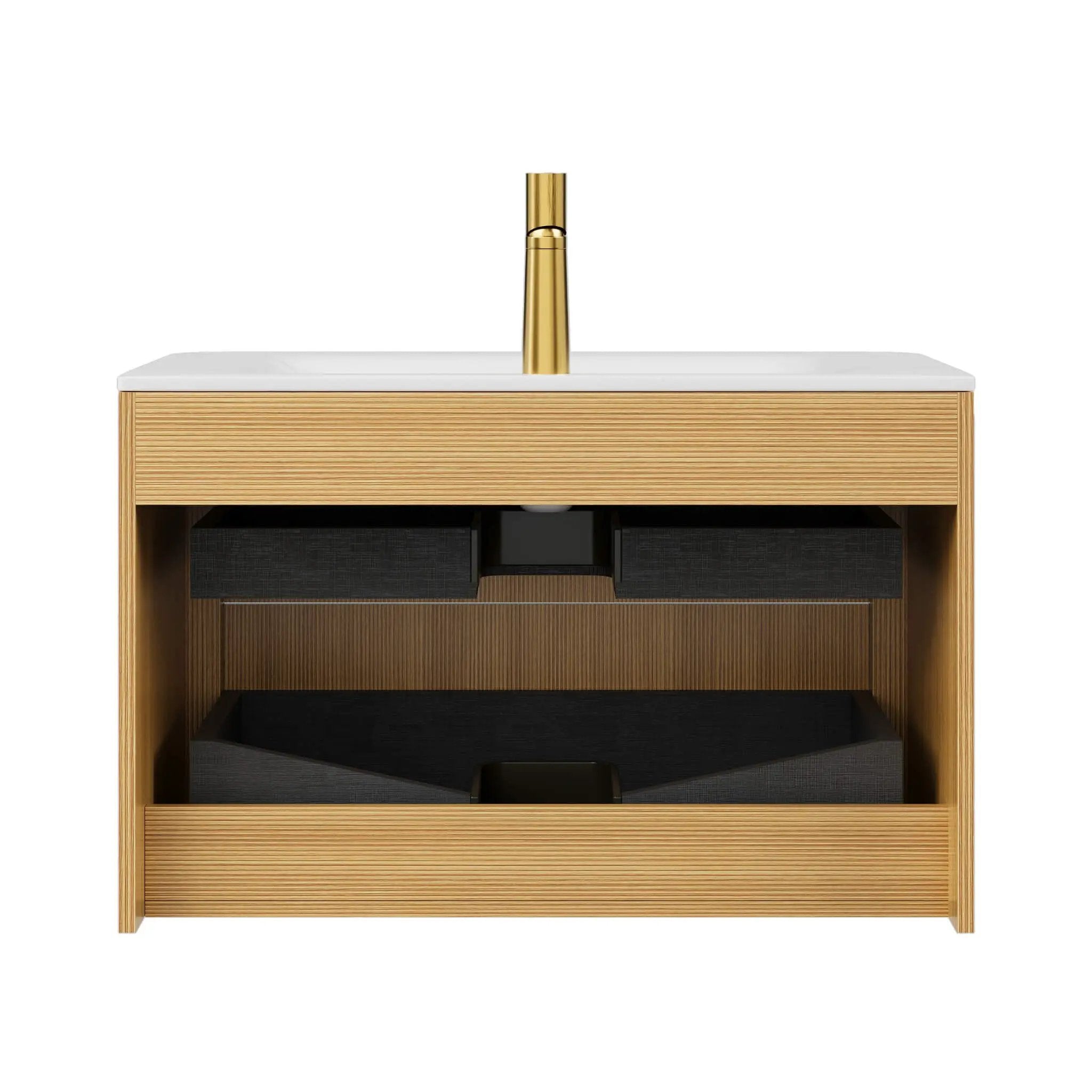 Nuvia Luxury 30/36-Inch Sintered Stone Floating Bathroom Vanity With Sink (SAK70429) by SAKSBY WHOLESALE
