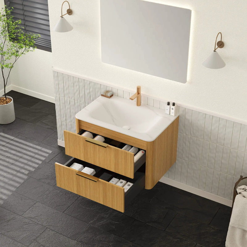 Nuvia Luxury 30/36-Inch Sintered Stone Floating Bathroom Vanity With Sink (SAK70429) by SAKSBY WHOLESALE