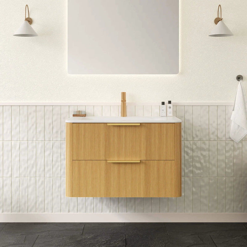 Nuvia Luxury 30/36-Inch Sintered Stone Floating Bathroom Vanity With Sink (SAK70429) by SAKSBY WHOLESALE