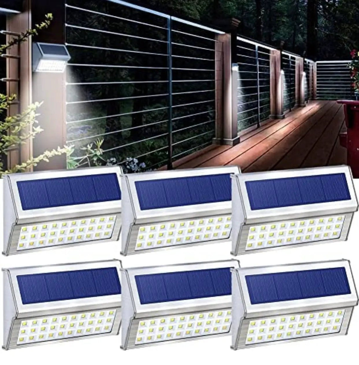 30 LED Solar Step Lights Outdoor【6 Pack】Stainless Steel Bright Solar Deck And Stairs Lights by Outdoor Solar Outlet