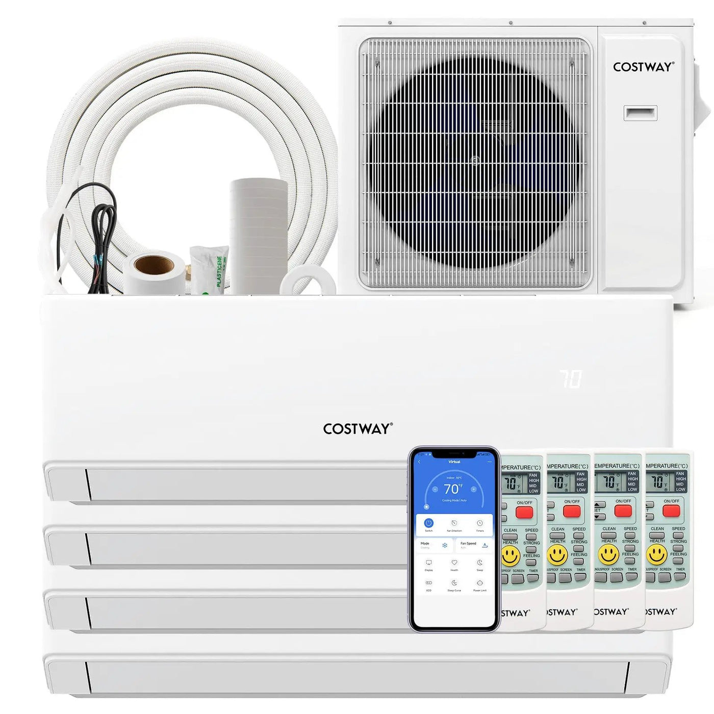 30000 BTU 4 Zone 23 SEER2 Mini Split Air Conditioner Wifi Enabled with Heat Pump by DirectDeals