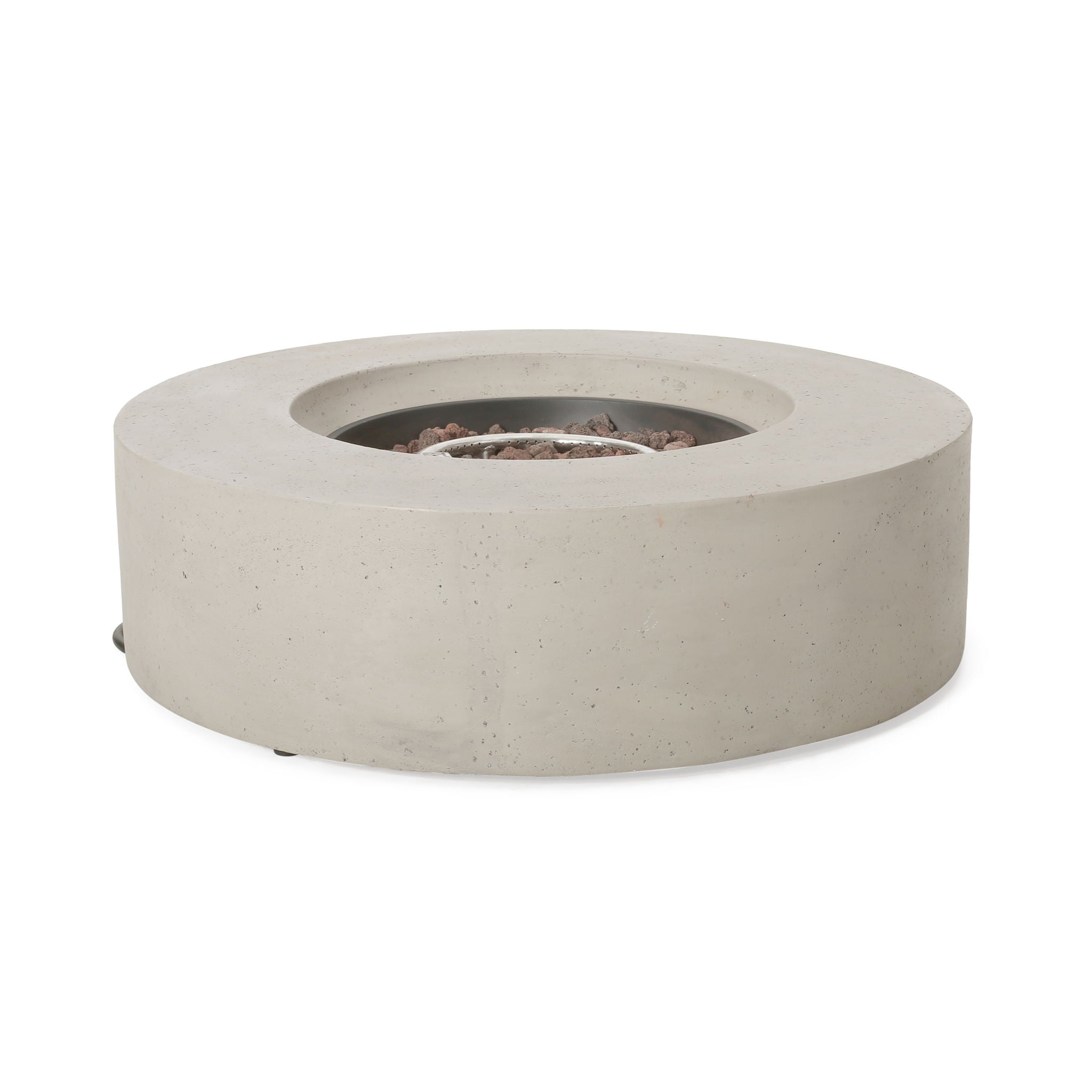 Modern Lightweight Concrete Outdoor Circular Fire Pit 50,000 BTU by HouseOfZazla
