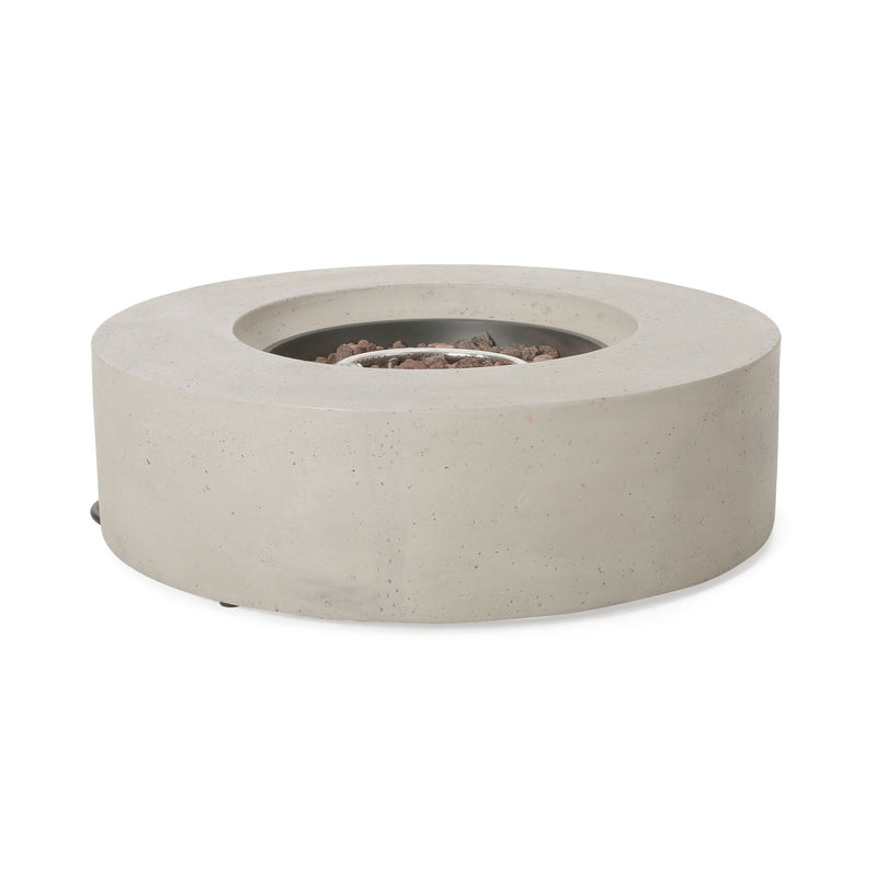 Modern Lightweight Concrete Outdoor Circular Fire Pit 50,000 BTU by HouseOfZazla