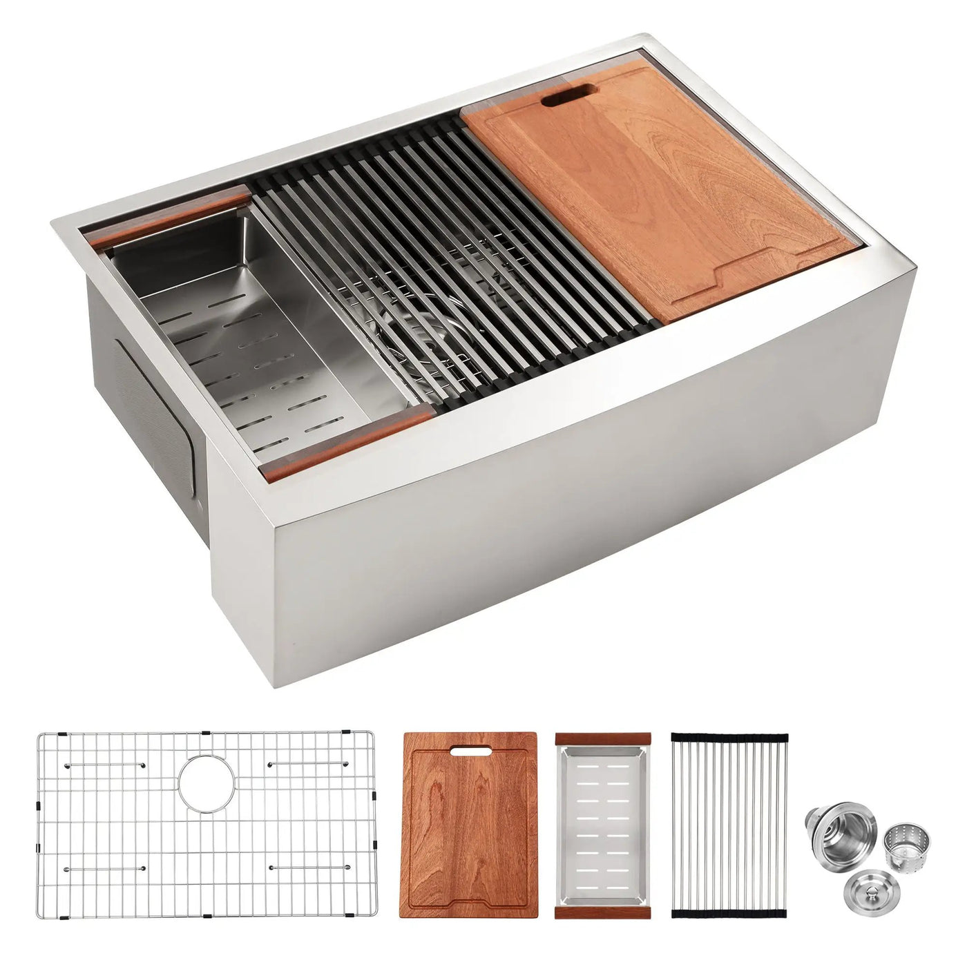 Classic Ceramic Farmhouse Sink Workstation Single Bowl With Durable Finish by HouseOfZazla