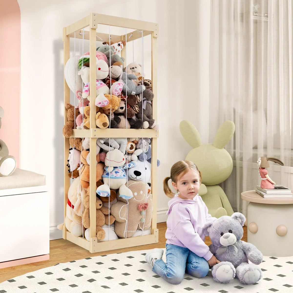 300L Large Stuffed Animal Storage with Open Top and Elastic Cords by DirectDeals