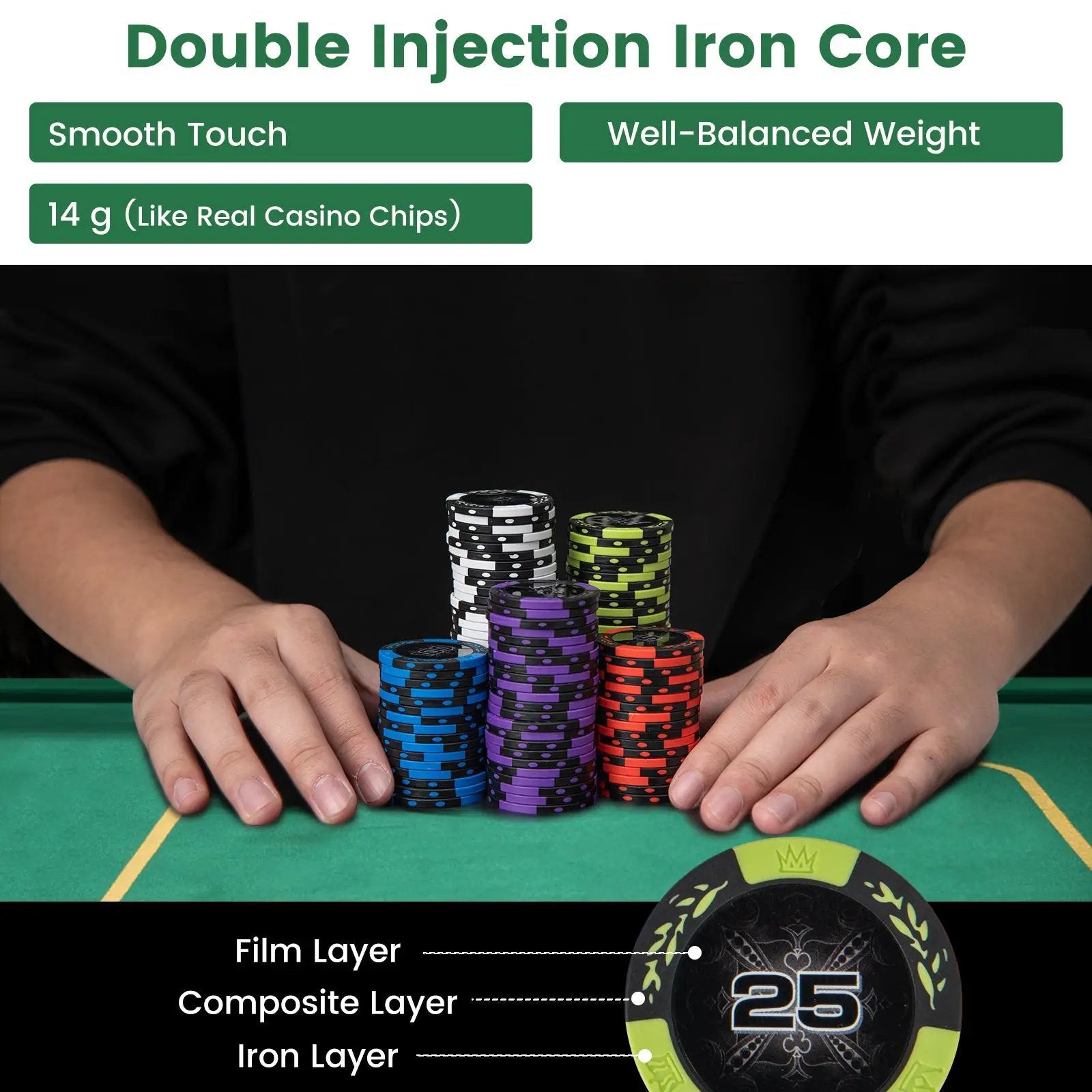 14 Gram Texas Holdem Poker Chip Set 300 Pieces Claytec Chips by DirectDeals