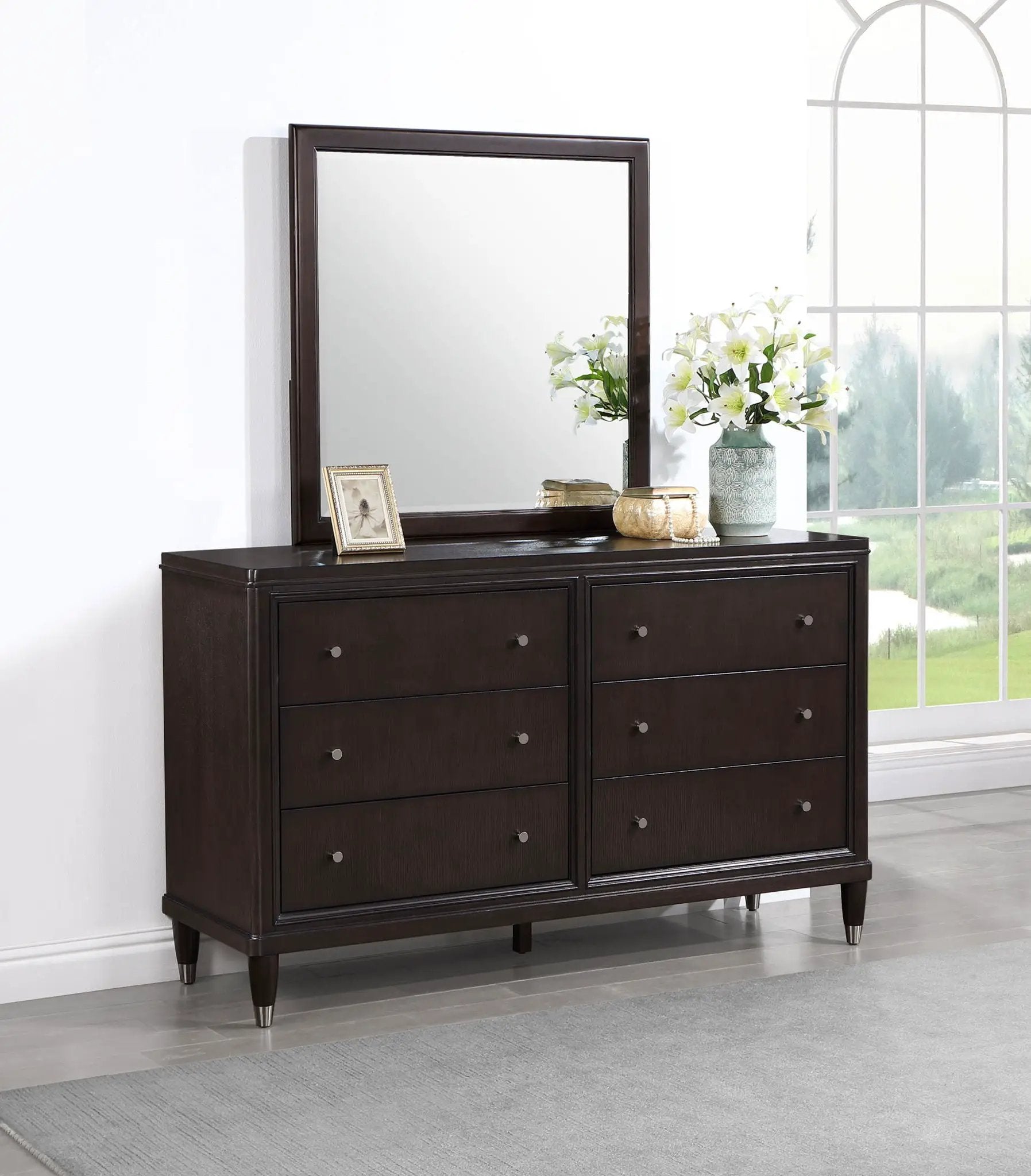 Emberlyn 6-drawer Dresser with Mirror Brown by Unique Piece Furniture