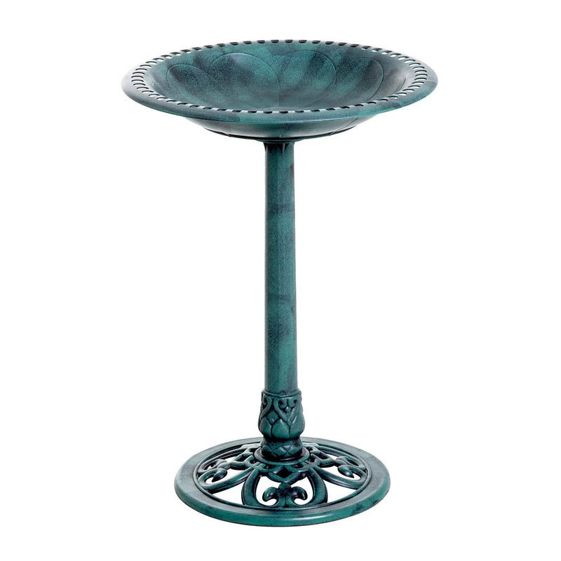 Outsunny 28'' Bird Bath Outdoor Resin Decor with Fleur De Lis Pattern by HouseOfZazla