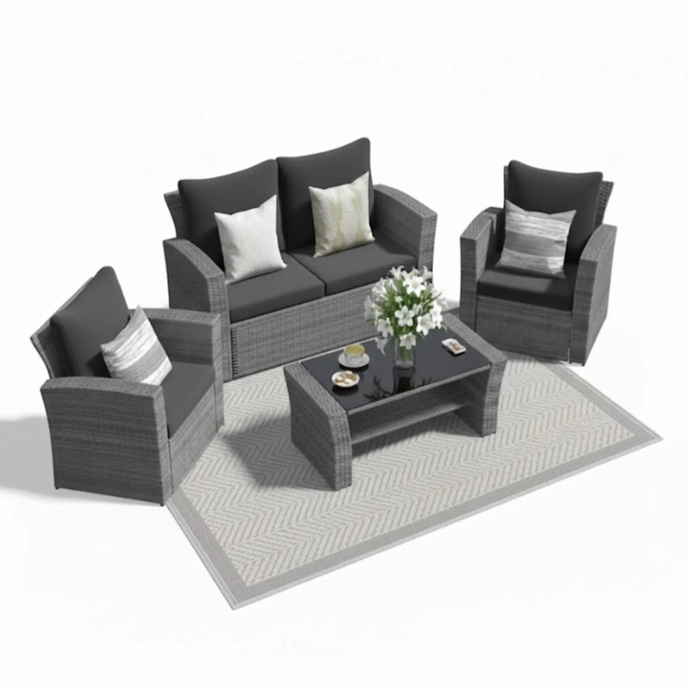 Modern Patio Set With Table And Cushions by HouseOfZazla