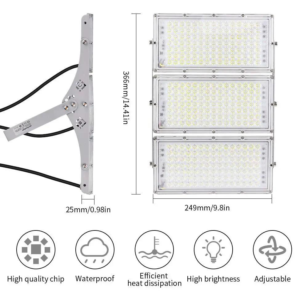 300W LED Flood Light, Hard Wired 24000LM Stadium Lights, 6000K Daylight White, 1500W Halogen Equivalent, IP66 Waterproof by Outdoor Solar Outlet