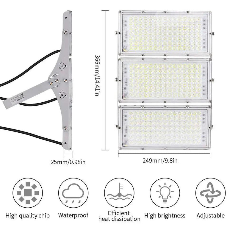 300W LED Flood Light, Hard Wired 24000LM Stadium Lights, 6000K Daylight White, 1500W Halogen Equivalent, IP66 Waterproof by Outdoor Solar Outlet
