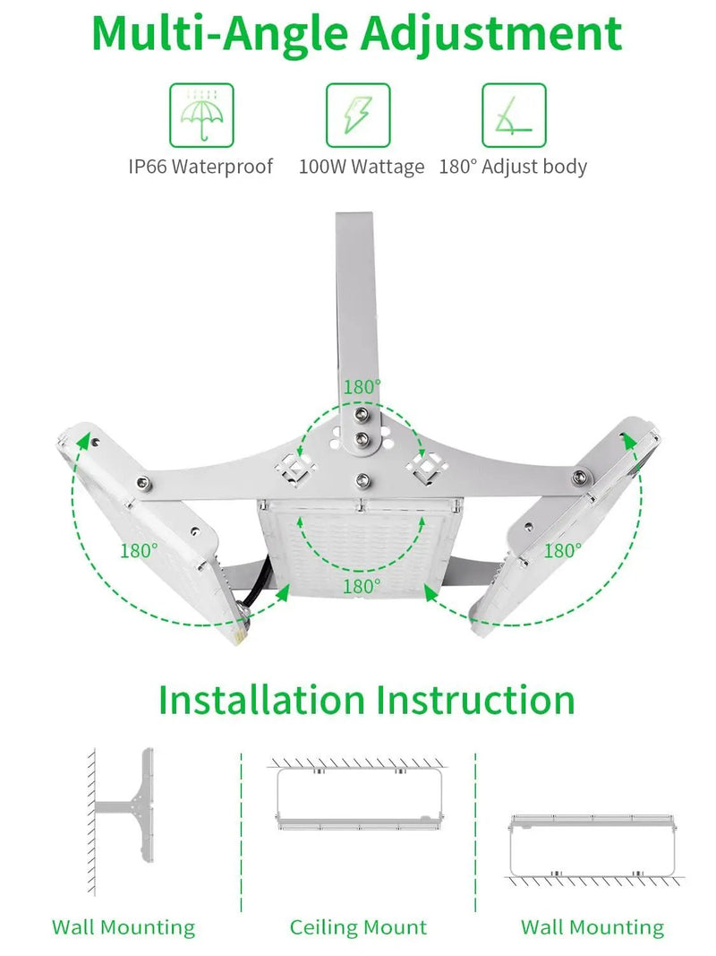 300W LED Flood Light, Hard Wired 24000LM Stadium Lights, 6000K Daylight White, 1500W Halogen Equivalent, IP66 Waterproof by Outdoor Solar Outlet