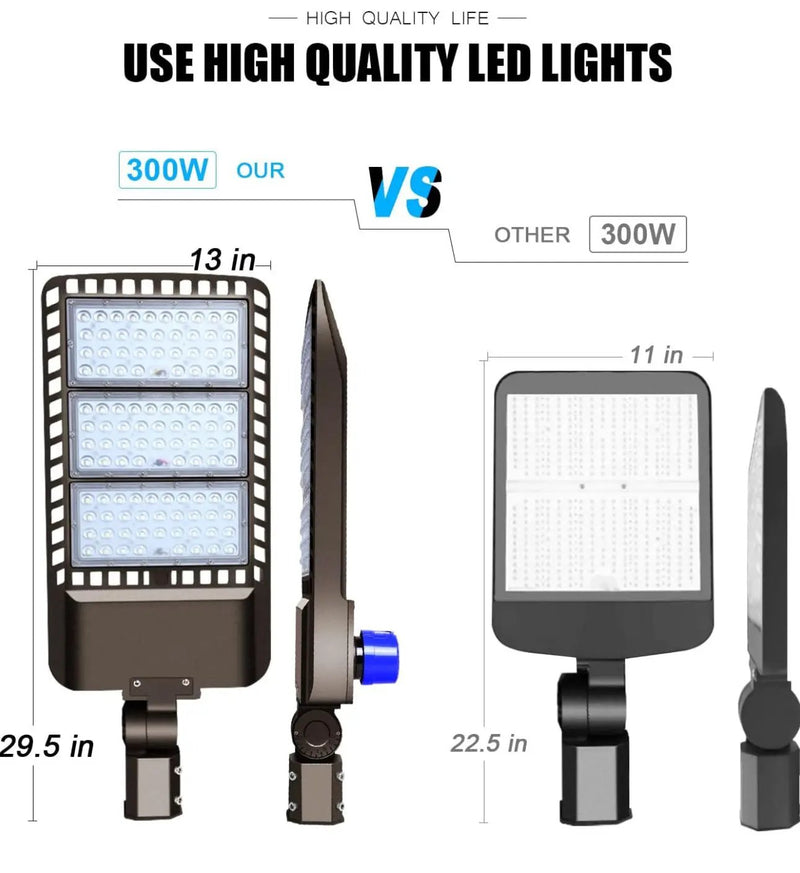 300W LED Parking Lot Light Hard Wire Slip Fitter Mount Dusk to Dawn LED Outdoor Lighting Exterior Flood Light Commercial IP65 Waterproof by Outdoor Solar Outlet