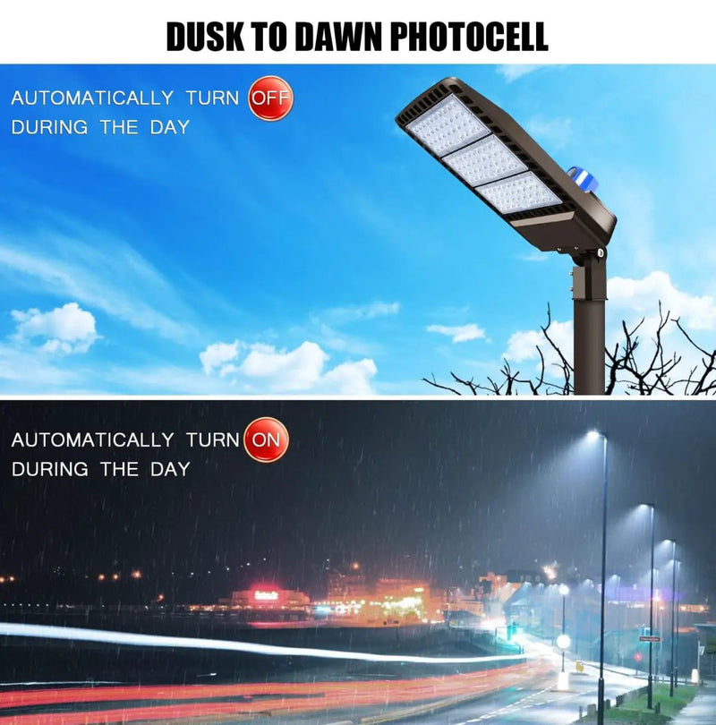 300W LED Parking Lot Light Hard Wire Slip Fitter Mount Dusk to Dawn LED Outdoor Lighting Exterior Flood Light Commercial IP65 Waterproof by Outdoor Solar Outlet