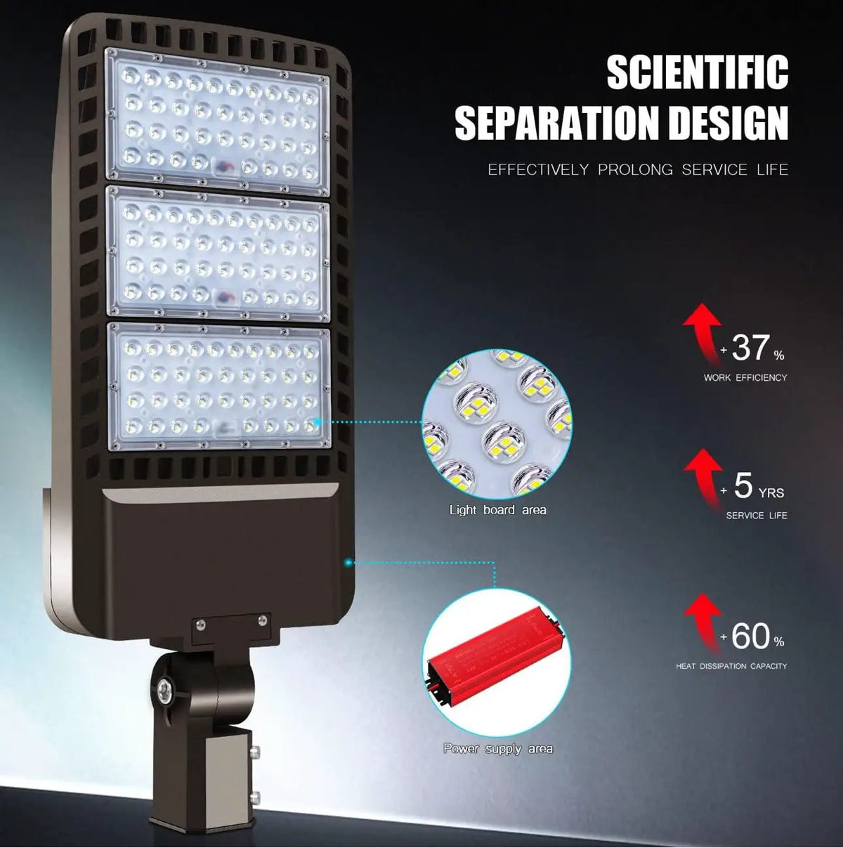300W LED Parking Lot Light Hard Wire Slip Fitter Mount Dusk to Dawn LED Outdoor Lighting Exterior Flood Light Commercial IP65 Waterproof by Outdoor Solar Outlet
