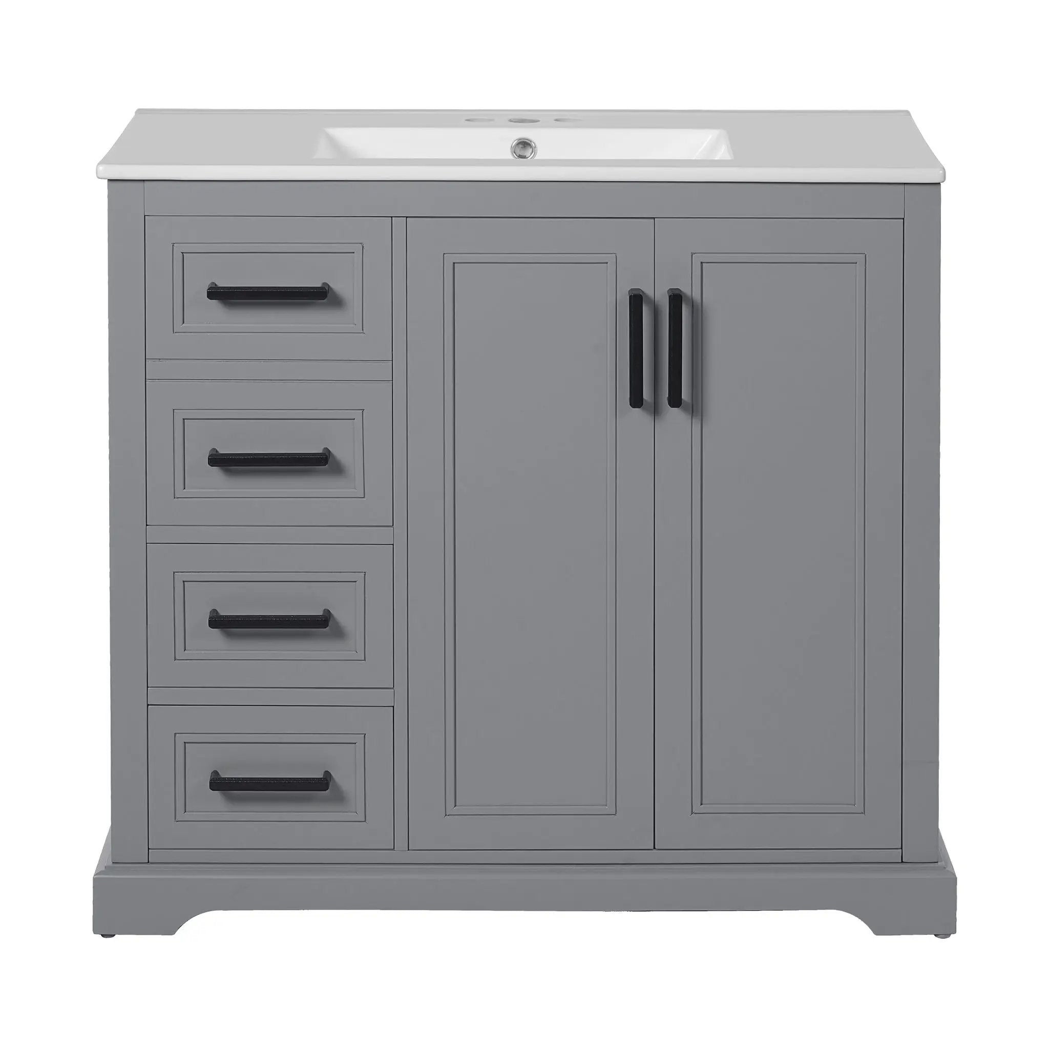 Bathroom Vanity With Sink, Soft Close Doors, Adjustable Shelf & 3 Drawers by HouseOfZazla