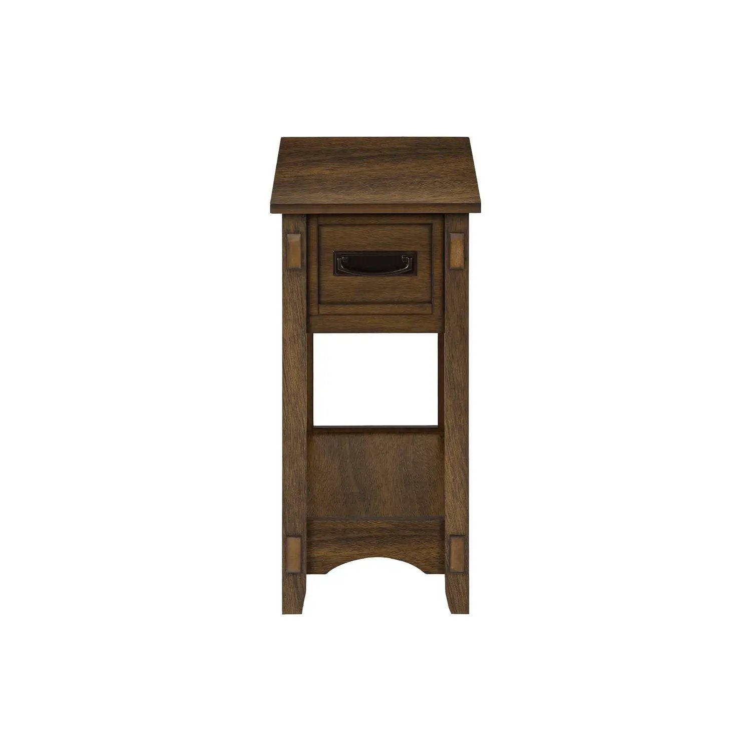 Accent End Table, 2 Tier, Narrow, Storage Drawer, Transitional - Walnut by Unique Piece Furniture