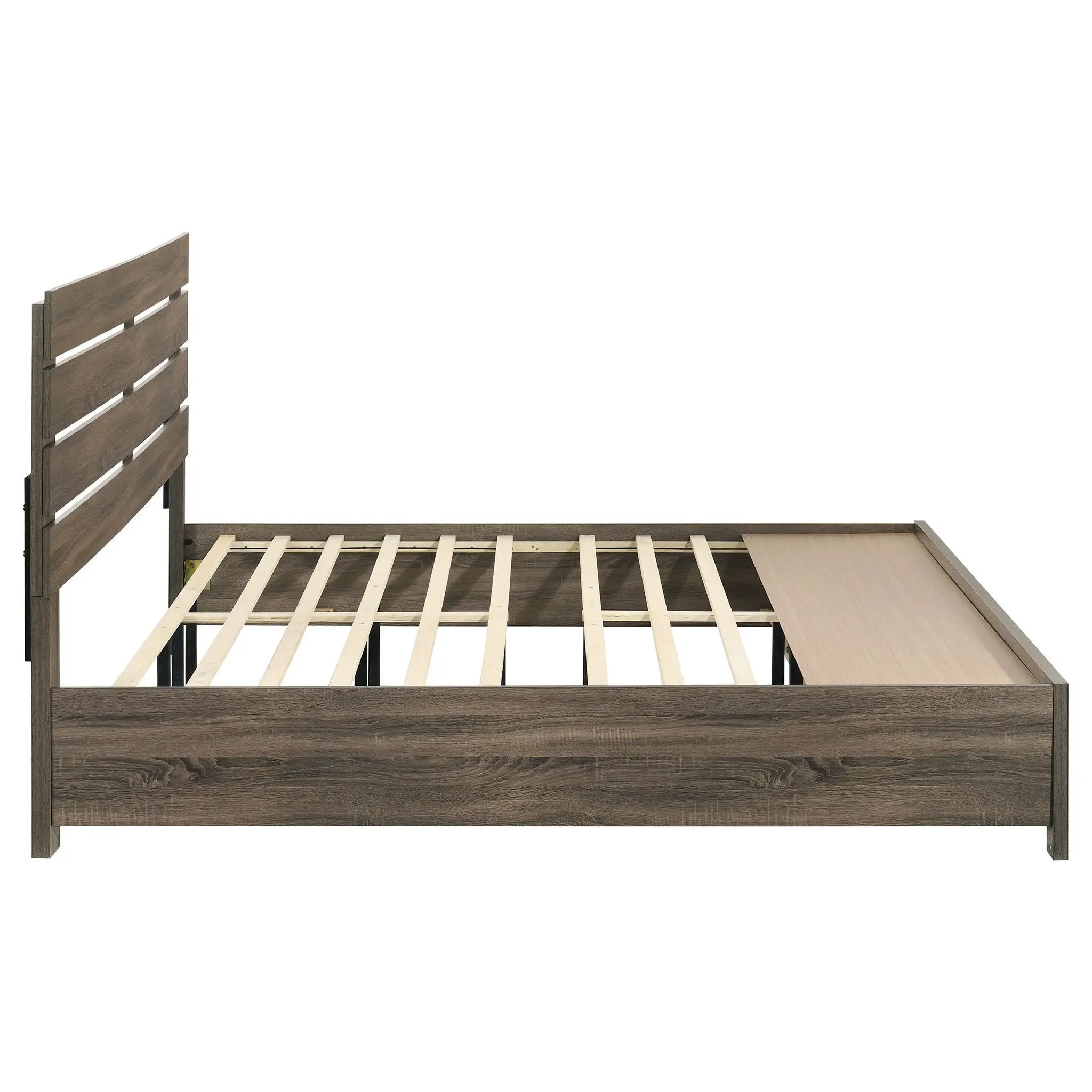 Brantford Wood Eastern King Storage Panel Bed Barrel Oak by Unique Piece Furniture