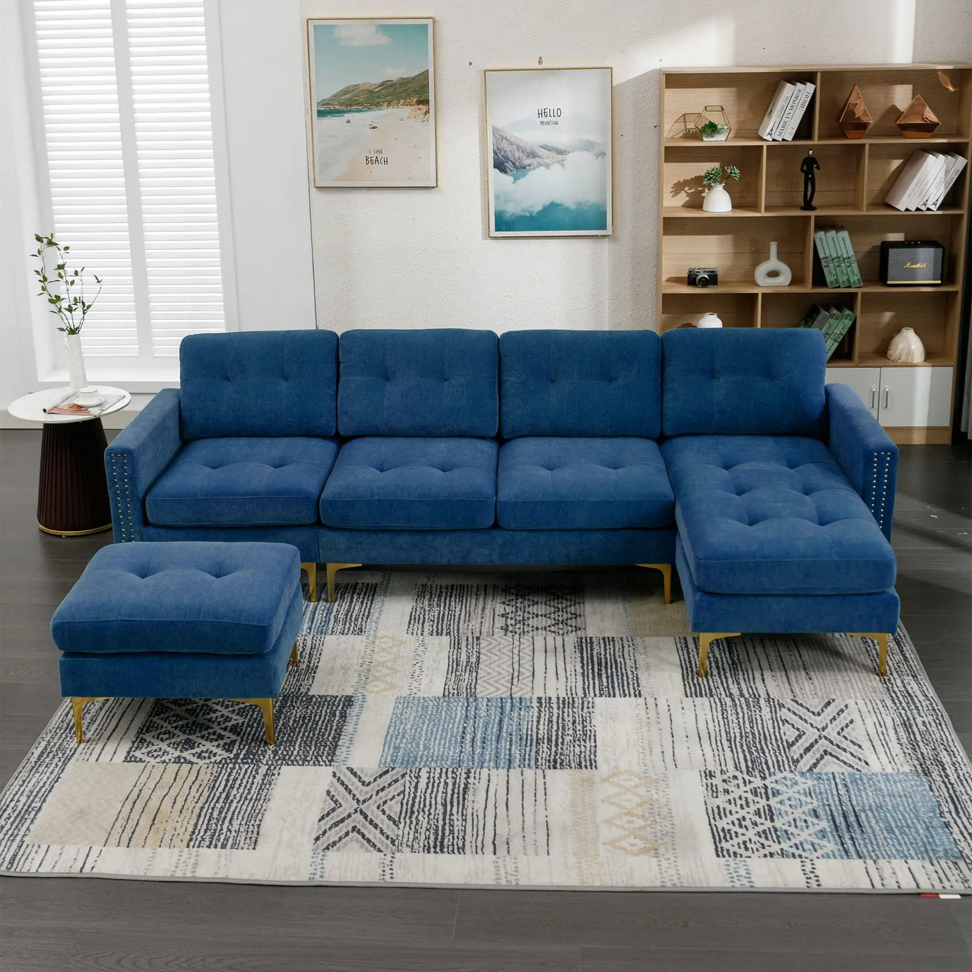 Modern L - Shape Convertible Sectional Sofa With Movable Ottoman by HouseOfZazla