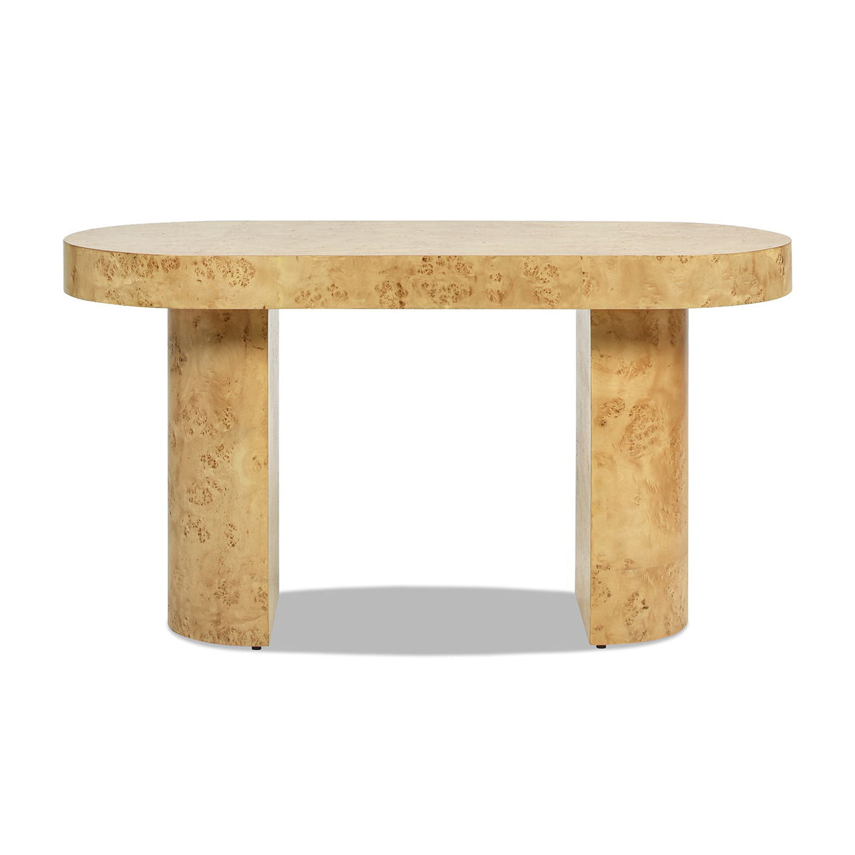 Oval Computer Desk with Single Drawer - Burl Wood Veneer, Light or Dark Brown, photo 8 of 19