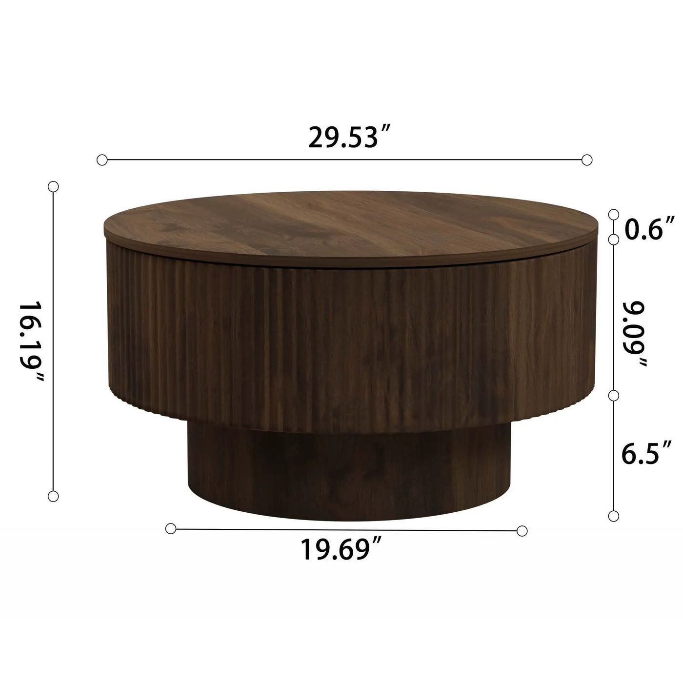 Modern Circular Coffee Table With Stripe Design And Storage Space by HouseOfZazla