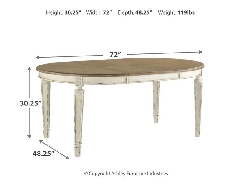Realyn - Oval Dining Room Extension Table - Chipped White by Unique Piece Furniture