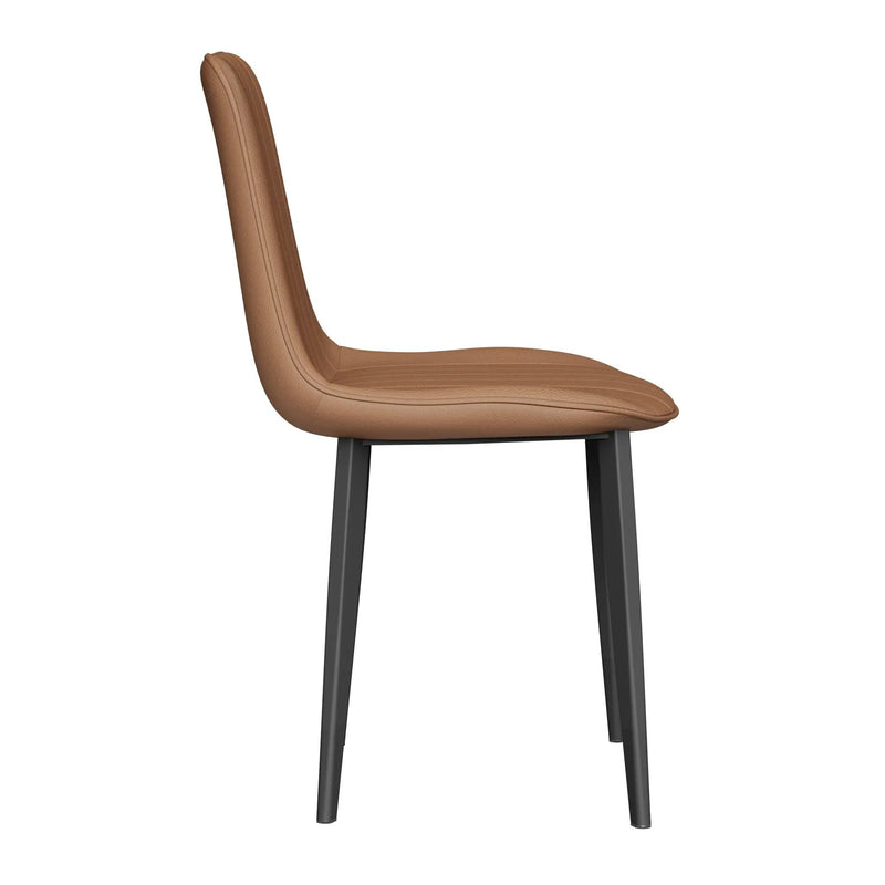 Brown PU Leather Dining Chair with Metal Legs - Set of 4 by HouseOfZazla