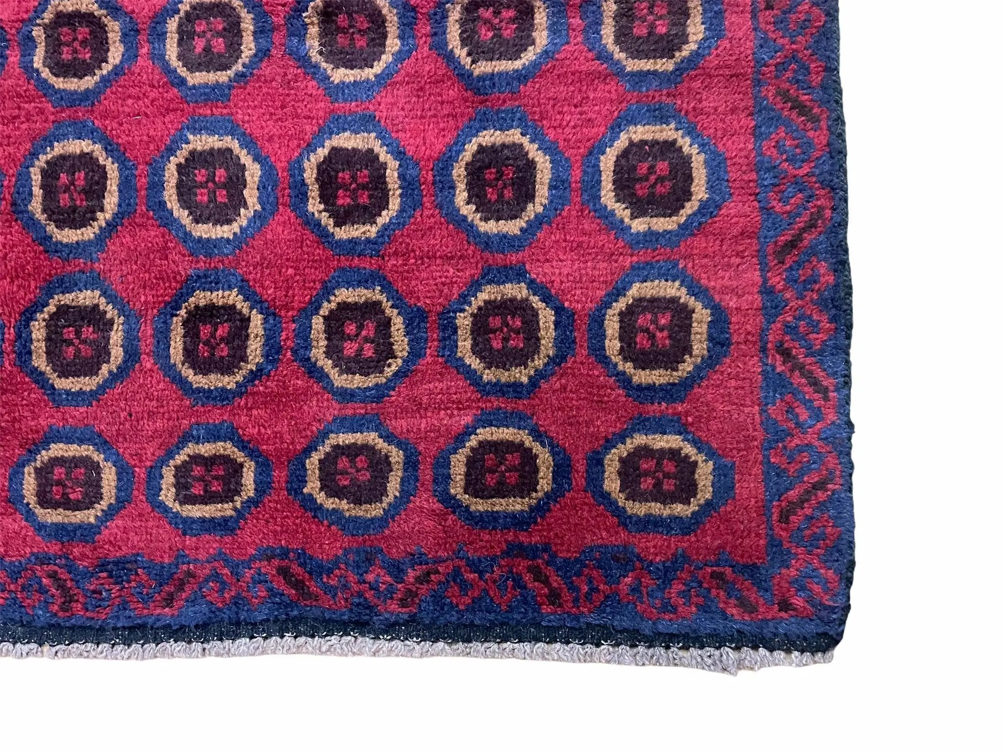 3'X 4'8" Vintage Handmade Tribal Wool Rug Balouchi Rug Afghan Rug Red Beige Blue by Jewel Rugs