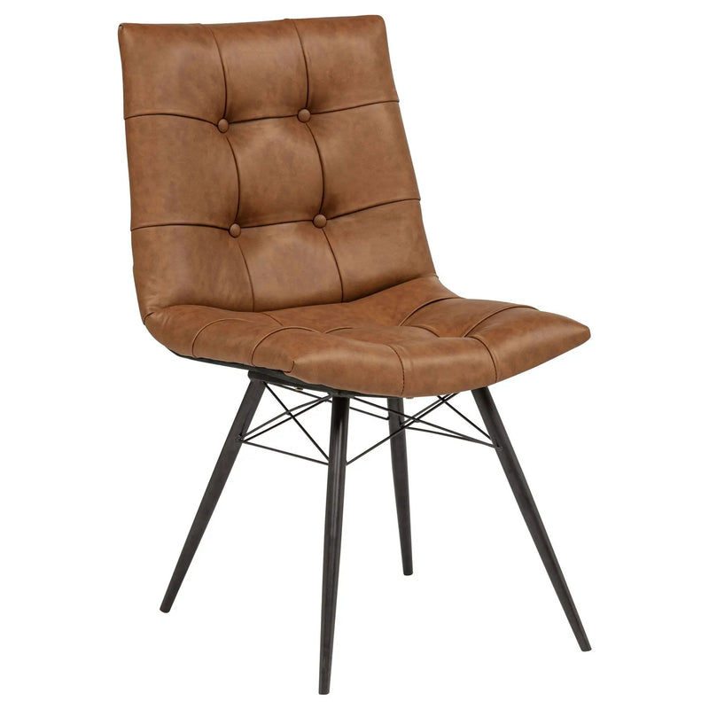 Aiken Faux Leather Upholstered Dining Side Chair Saddle Brown (Set of 4) by Unique Piece Furniture