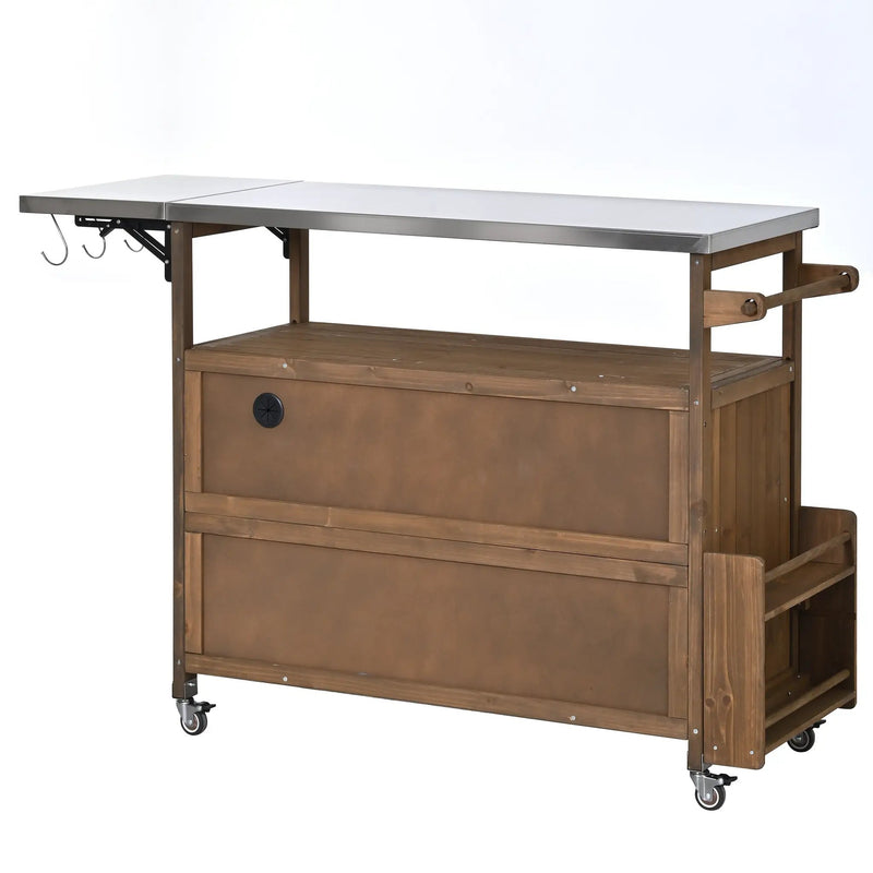 54.33' Farmhouse Rolling Outdoor Kitchen Cart by HouseOfZazla