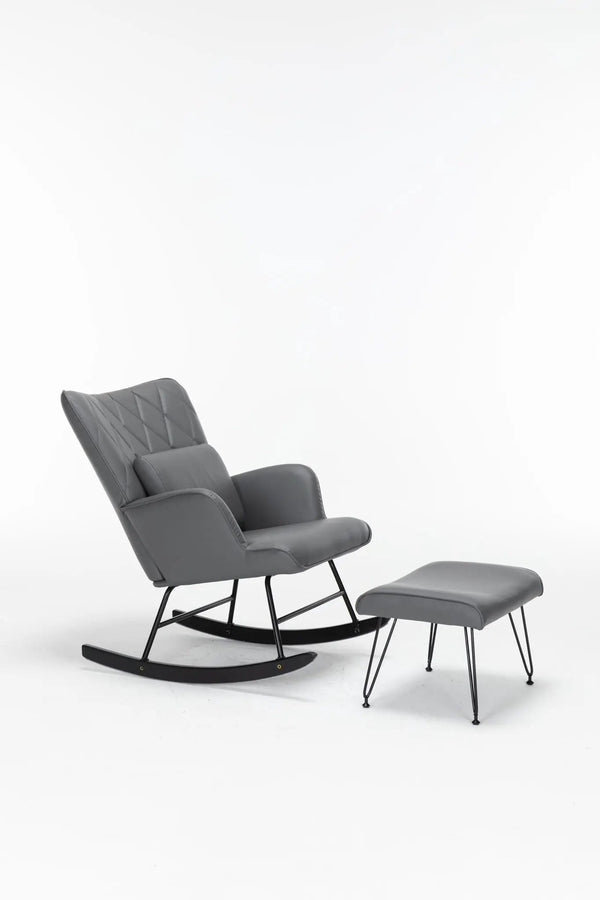 Rocking Accent Chair With Lumbar Pillow And Ottoman, photo 2 of 7