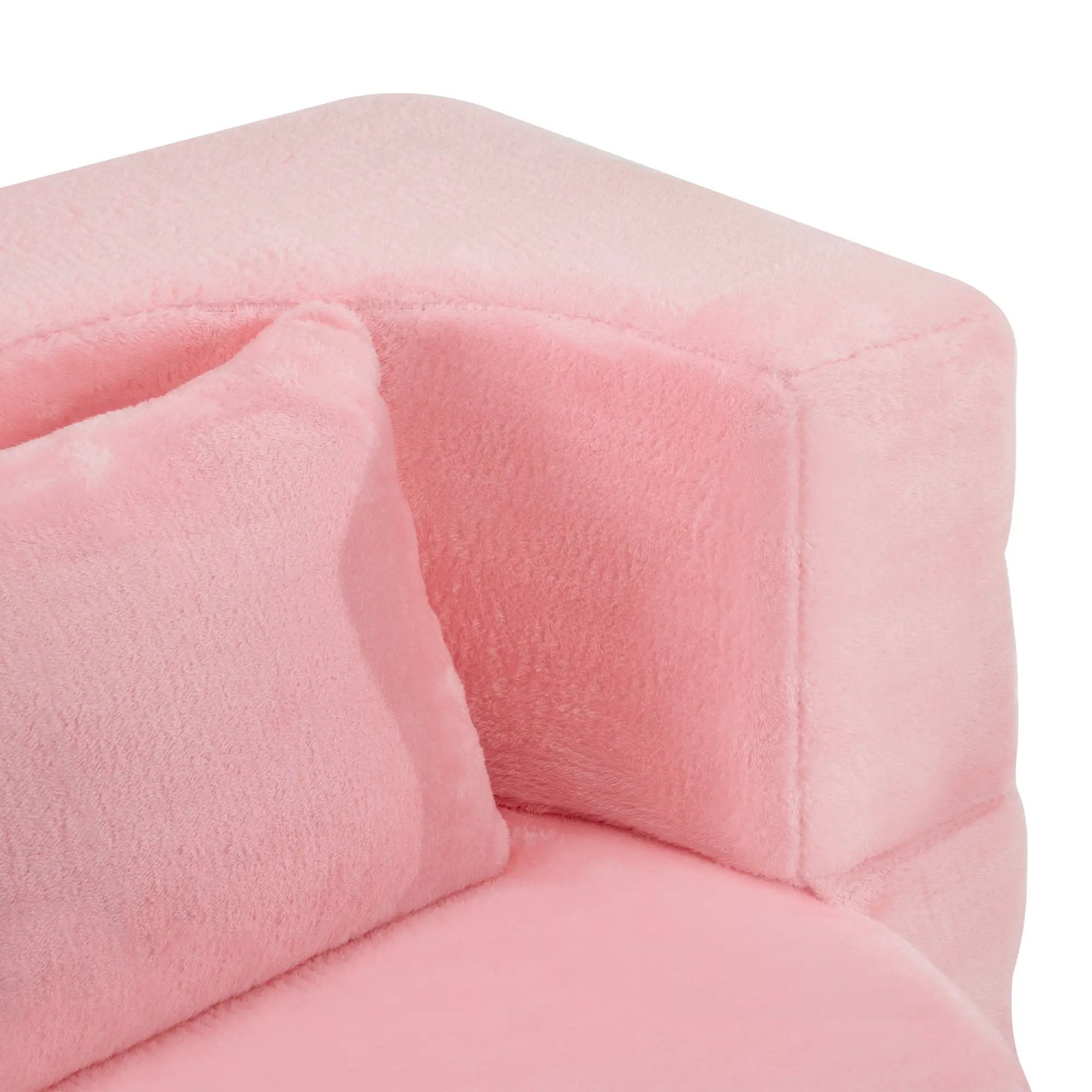 71-Inch Folding Sofa Bed in Pink Chenille with High-Density Foam by HouseOfZazla