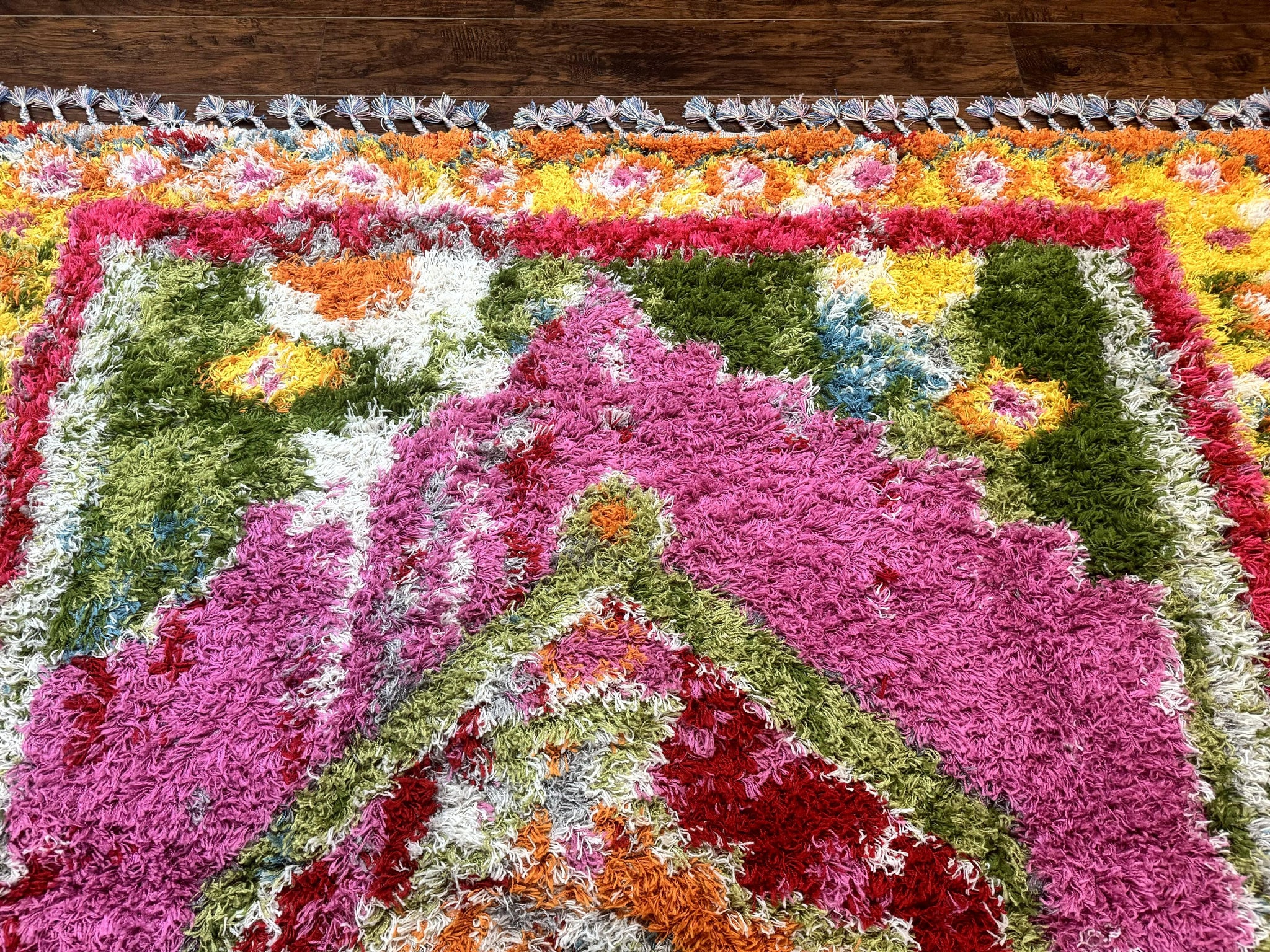 Colorful Shag Rug 8x10, Fuchsia and Multicolor by Jewel Rugs