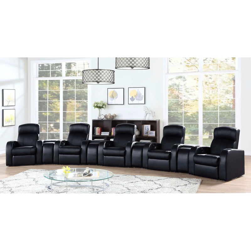9 Piece Home Theater Seating Set With Recliners And Wedge Consoles - Black by HouseOfZazla