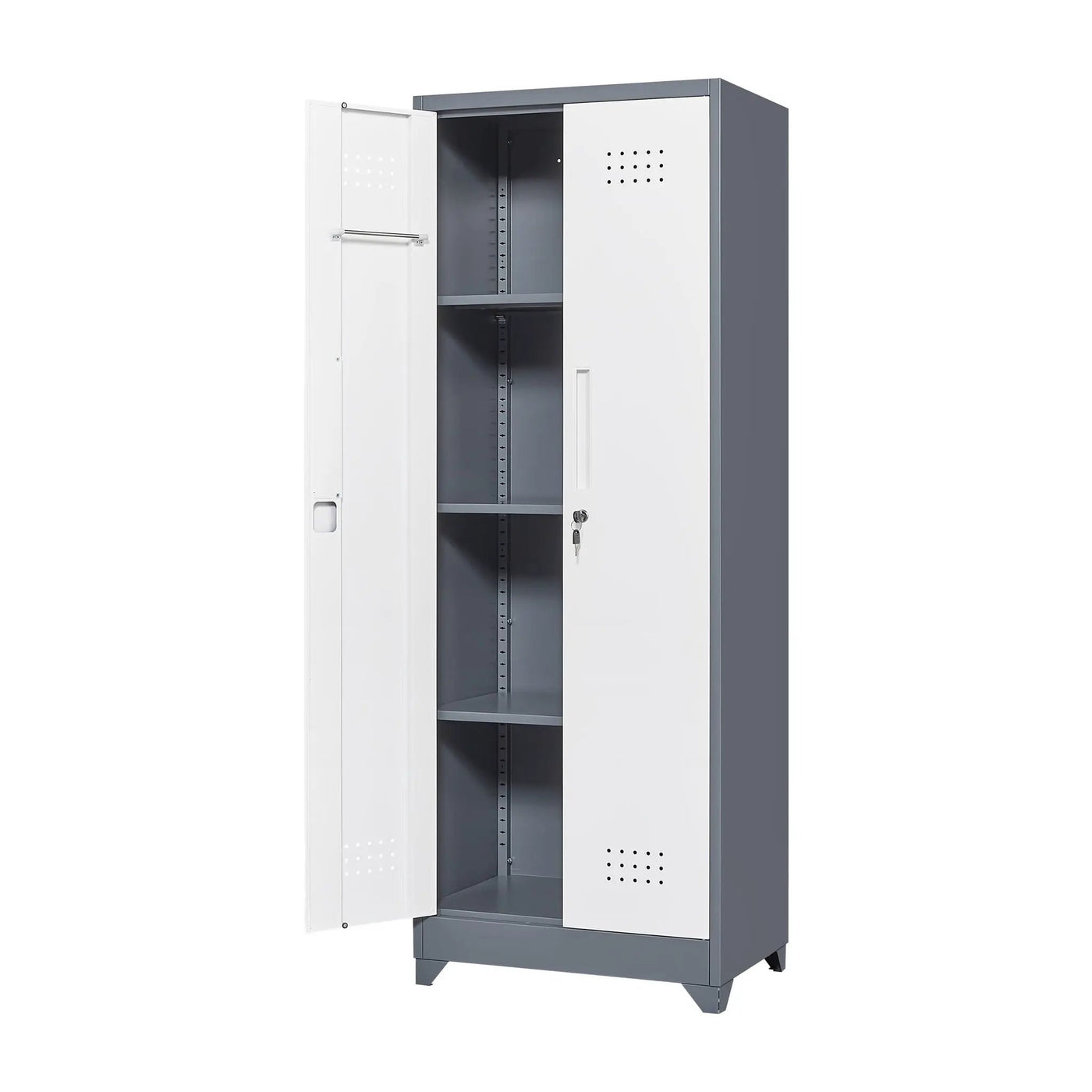 Lockers With Locking Doors, Adjustable Shelves, High Broom Tool Storage Cabinet by HouseOfZazla