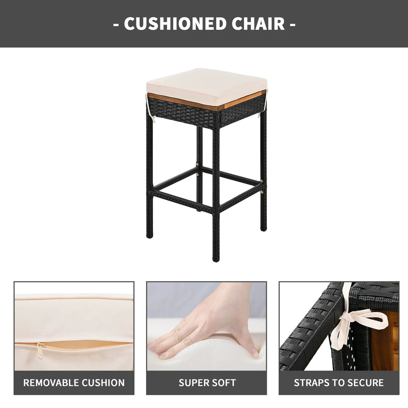 Outdoor Acacia Wood Bar Height Table And Eight Stools With Cushions by Unique Piece Furniture