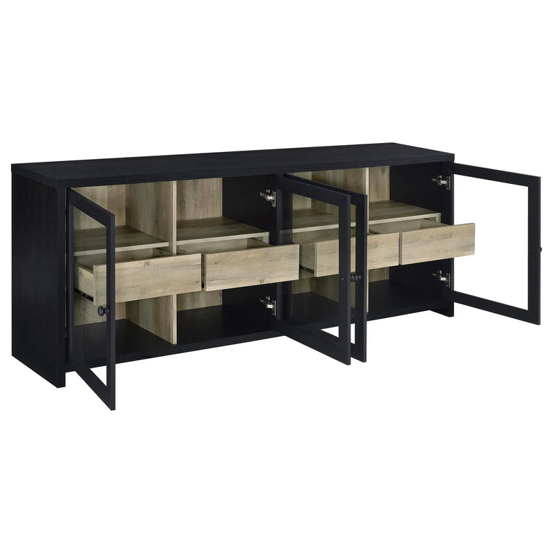 Denison 79-inch 4-door TV Stand Media Console Black by Unique Piece Furniture
