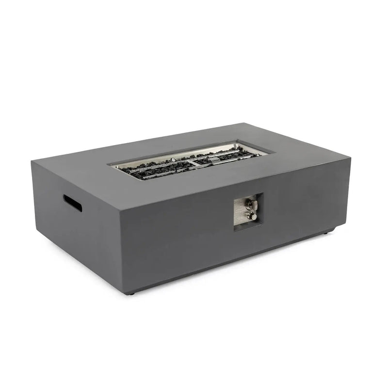 Volon - Rectangular Fire Pit Table, Propane Powered, 50,000 BTU - Light Gray by HouseOfZazla