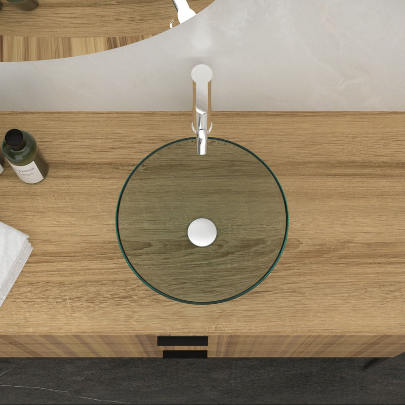 Artistic Tempered Glass Vessel Sink With Pop Up Drain by HouseOfZazla