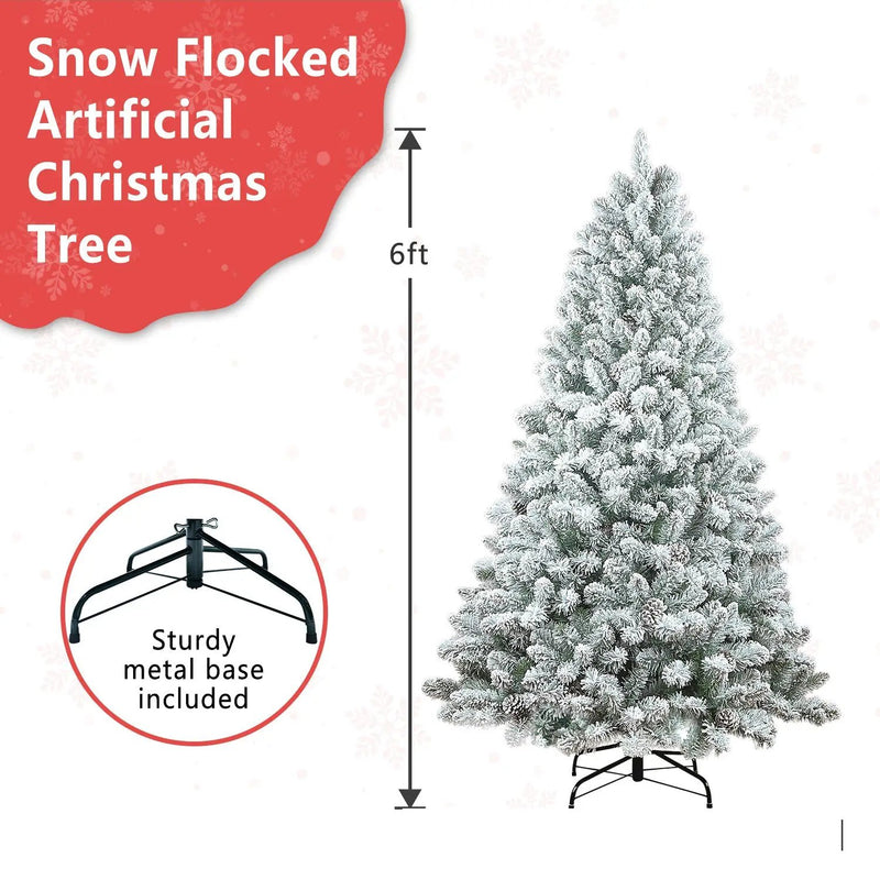 5FT Flocked Christmas Tree with Pine Cones by HouseOfZazla