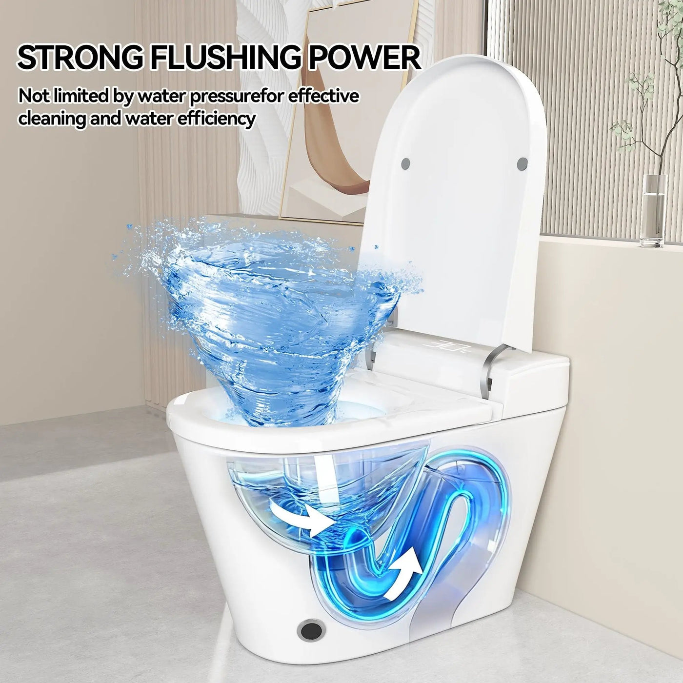 Smart Bidet Toilet With Auto Open / Close Seat, Warm Water Wash, Heated Seat, And Wireless Remote Control by HouseOfZazla